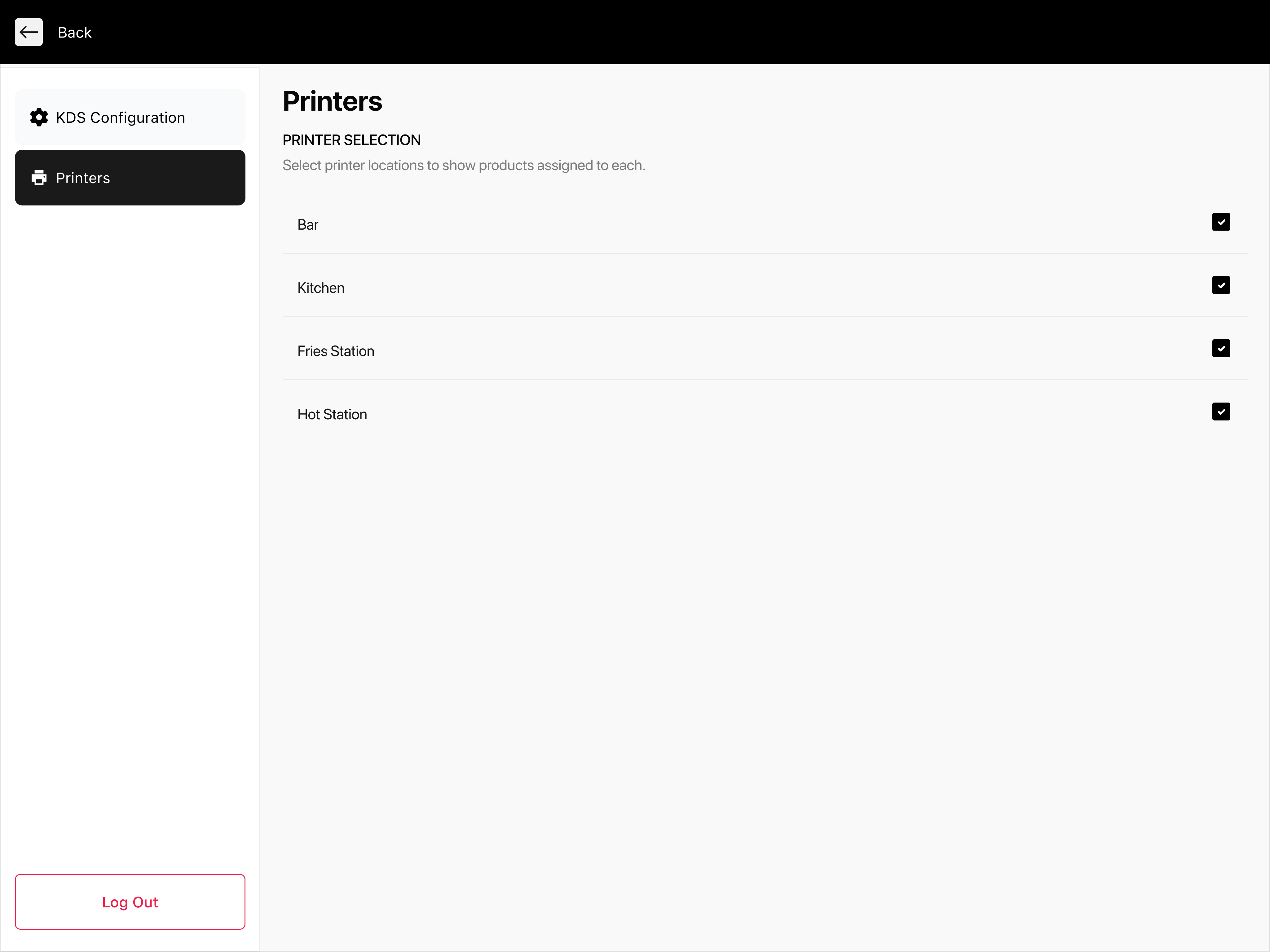 Printer selection settings