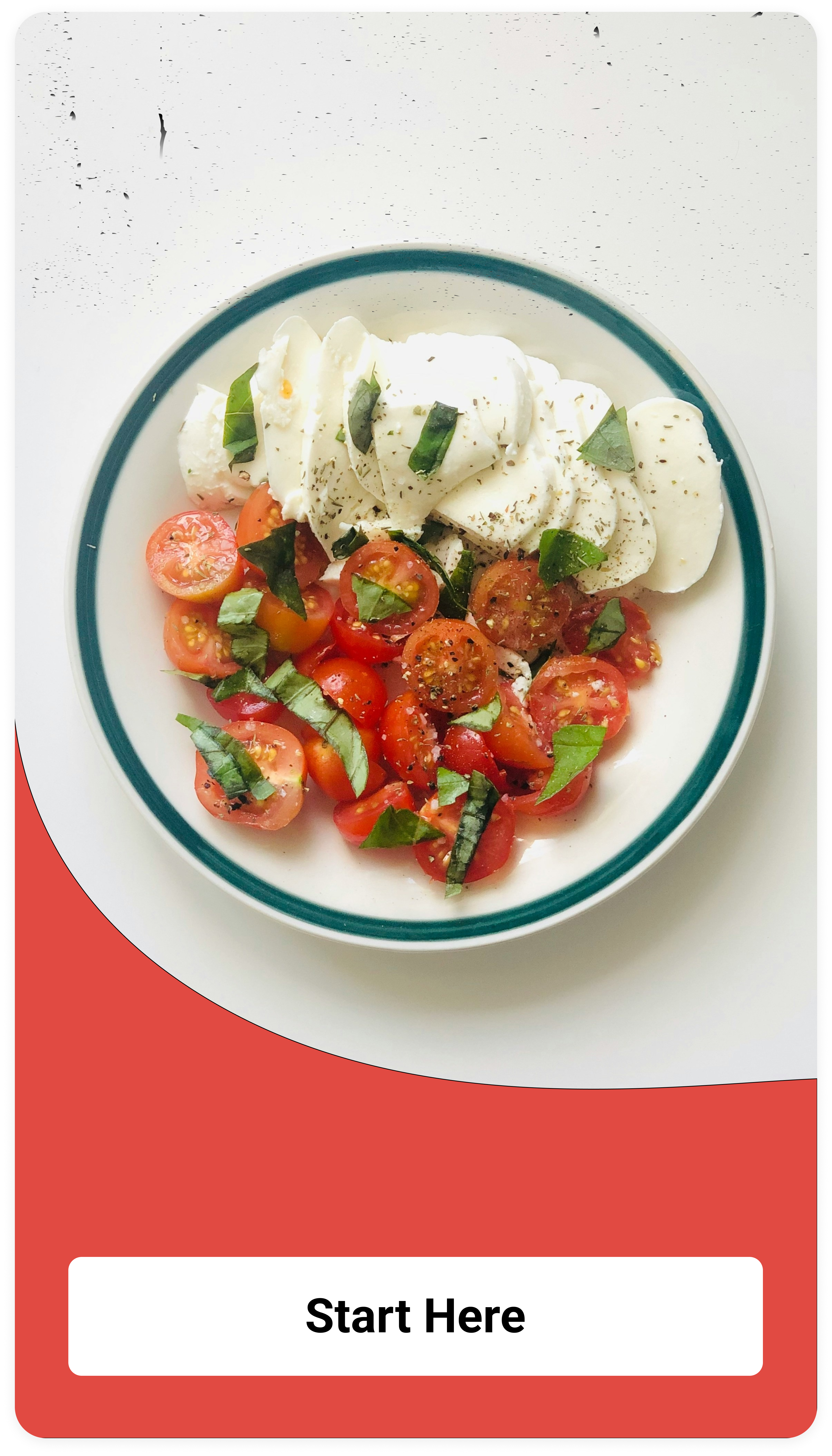 Start screen with food visual