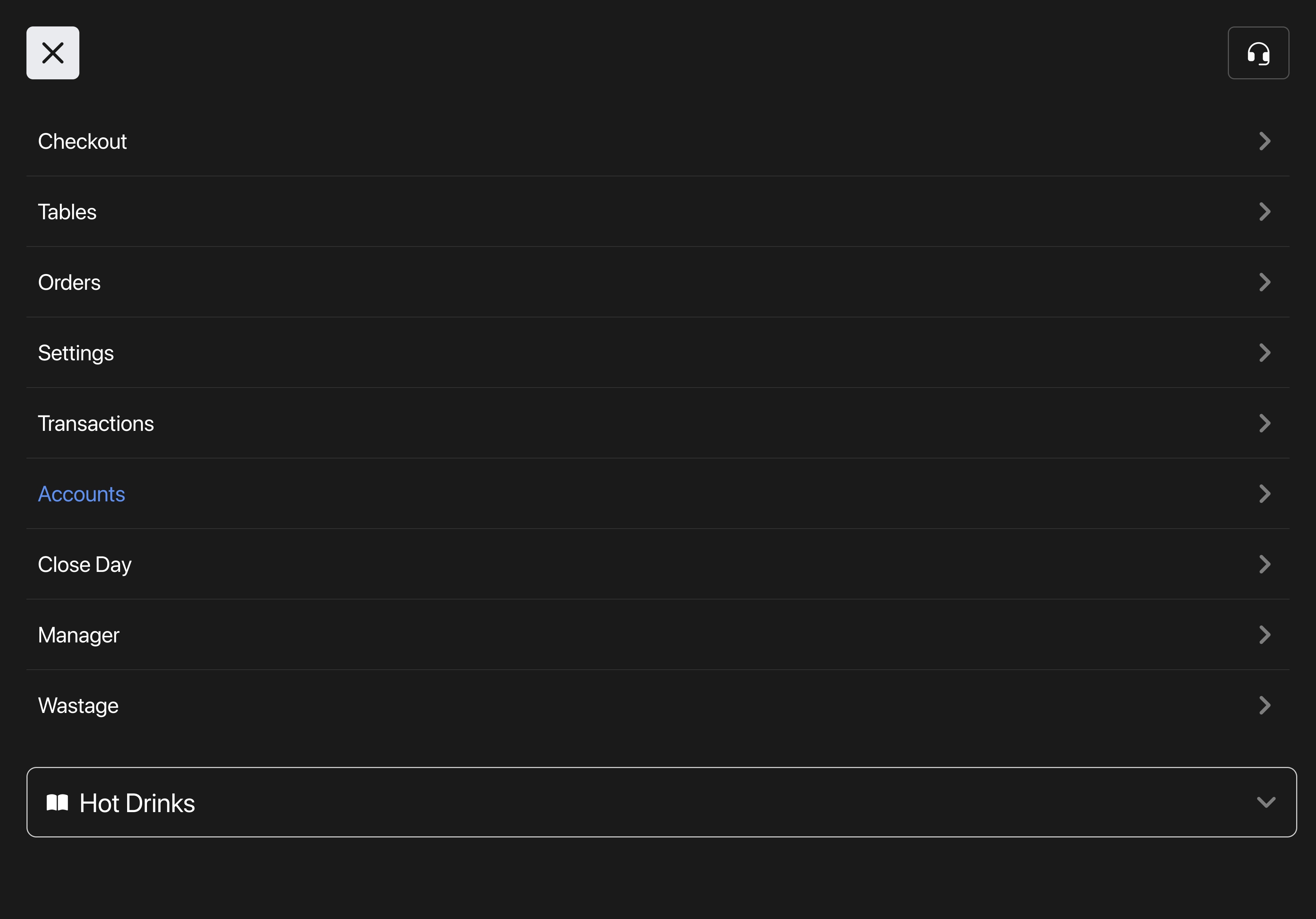 Navigation — accessing Accounts